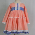 latest dress design pink long sleeve girl dress